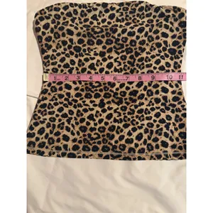 Leopard Print Tube Top Strapless Animal Pattern Stretch‎ Bodice Tan Brown Black thumbnail 3