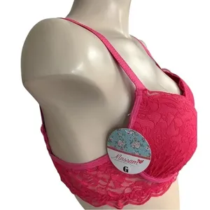 Massam Size Large Hot Pink Lace Underwire Bra. Made in Brazil New with Tags. thumbnail 4