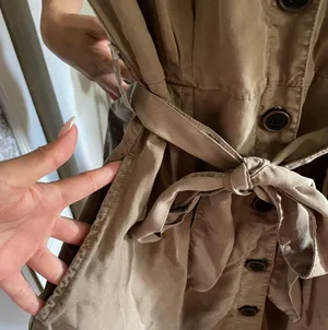 ZARA Olive Army Green Tie Waist Collared Button Up Mini Dress thumbnail 3
