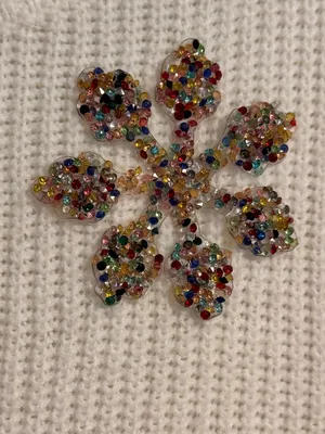 Retrology Cream Ribbed Jeweled Snowflake Crew Neck Long Sleeve Knit Sweater XL thumbnail 3