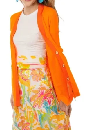 Gretchen Scott Designs Vibrant Orange Button Cardigan Size L thumbnail 1
