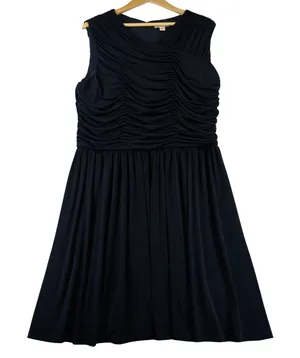 Brooks Brothers Red Fleece Navy Blue Ruched Sleeveless Jersey Dress XL thumbnail 1
