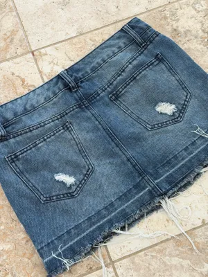 Denim distressed mini skirt Blue Size M thumbnail 3