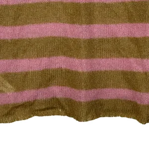 Loft Ann Taylor‎ Women Medium Mohair Striped Pullover Sweater Long Sleeve Button thumbnail 4