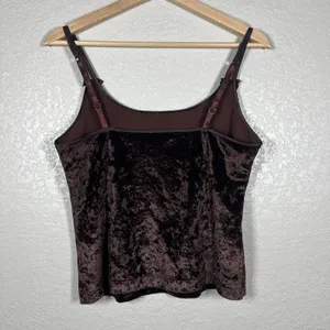 Vintage Victoria's Secret Womens Y2K Crushed Velvet Cami Tank M Brown 90s thumbnail 6
