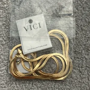 NWT Layered Herringbone Necklace Gold thumbnail 2