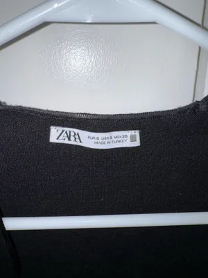 ZARA Black Stretch Knit Top Small thumbnail 2