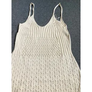 Beige Crochet‎ Knit Mini Dress - Sleeveless Beach Cover Up - Size XS new thumbnail 2