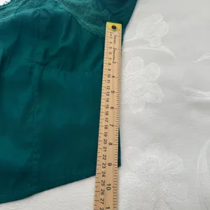 Free People Size-XL/T Women's Top Janelle Green Balloon Sleeve Lace Trim Smocked thumbnail 7