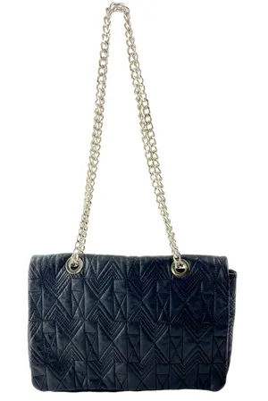 Badgley Mischka Black Faux Leather Vegan Chain Crossbody Purse Bag Handbag OS thumbnail 1