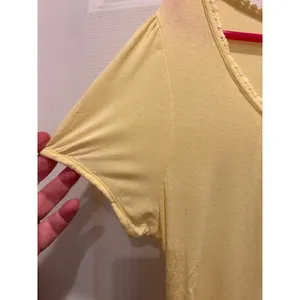 H&M‎ Yellow Scoop Neck Short Sleeve Top Pom Pom Trim Gathered Bust Large thumbnail 2