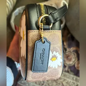 Coach Authentic Signature floral canvas/ smooth leather top zip Crossbody thumbnail 7