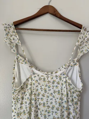 Kirious LA Floral Slip Dress in Cream and Olive thumbnail 5