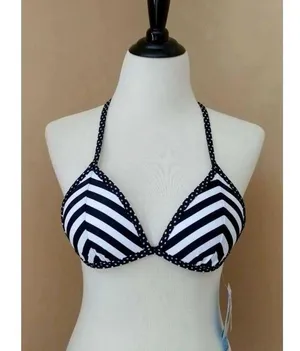 InMocean Black & White Stripe Dots Triangle Push Up Bikini Bathing Suit Top Size undefined thumbnail 1