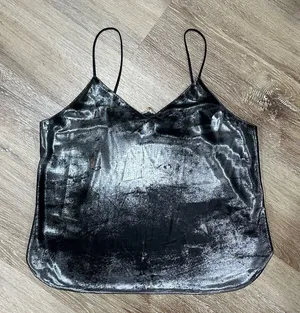 Chic Women's Black and Silver Camisole Size M thumbnail 1