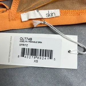 Skin XS Odelyn Triangle Bra Orange Strappy Back Adjustable Sheer Cotton‎ NWT $78 thumbnail 7