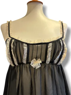 Victoria's Secret Vintage 2010 Black Chiffon Babydoll Lace Lingerie Slip Small thumbnail 2