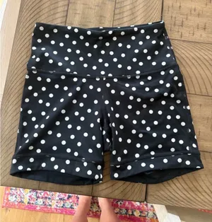 Max Studio Black & White Polka Dot Biker Shorts thumbnail 1