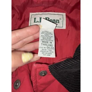 LL Bean Quilted Chore Barn Jacket Ladies Large Red Brown Corduroy Trim VTG thumbnail 6