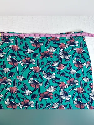 J. by J.Crew Women's A Line Skirt Green Floral Pencil Size 8 Lined 100% Cotton thumbnail 4