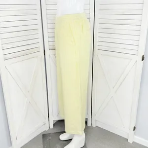 Loft Striped Linen Blend Wide Leg Crop Pants‎ Yellow White Small Lined Preppy thumbnail 3