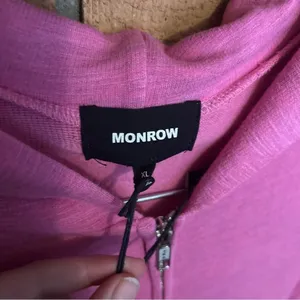 NWT Monrow Supersoft Zip Up Hoody Full Zip Sweater Pink Size XL thumbnail 3