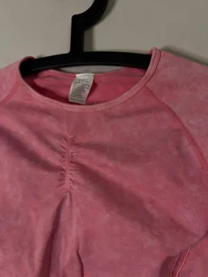 Women’s Pink Long Sleeve Crop Athletic Top Size L thumbnail 3
