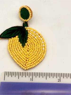 Betsey Johnson Lemon Beaded Drop Earrings thumbnail 5