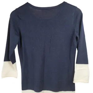 Color Block Top Navy and‎ Cream 3/4 Sleeve Round Neck Sweater thumbnail 5
