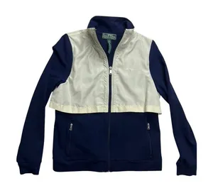Lauren Ralph Lauren Active Full Zip Track Jacket Navy Cream Size‎ Medium thumbnail 1