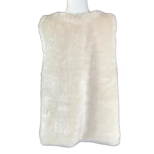 Signature Studio Women's Vest Sz S‎ Cream Faux Fur Open Front thumbnail 5