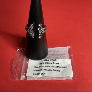Bomb Party RBP8244 “She Flies Free” LC Morganite on Hematite Size 10 Ring NWT thumbnail 4