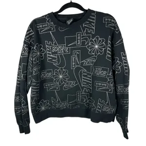 Nike Icon Clash Fleece Sweatshirt All over logo‎ Black L Athletic Workout thumbnail 2