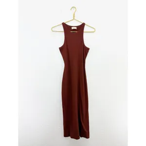 Sezane Erina Tank Midi Dress Size Small Brown Ribbed Quiet Luxury Classic thumbnail 3