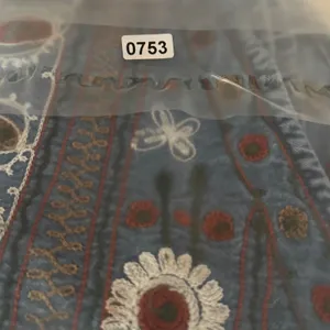 Keren Hart Vintage Denim Embroidered Floral Paisley Boho Vest Blue Small Western thumbnail 8