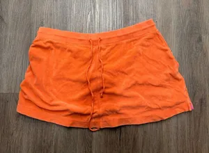 Lilly Pulitzer Orange Terry Cloth Mini Skirt Drawstring Palm Tree Embroidery M thumbnail 1