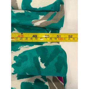 Vintage REO Midi Dress Women's SZ 14 Green Abstract Pleated V-Neck Short Sleeves thumbnail 12