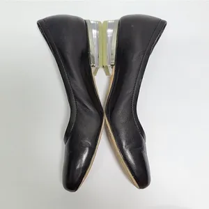Vaneli Black Leather Round Toe‎ Ballet Flats Clear Lucite Block Heel Size 6.5 thumbnail 6