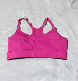 Reebok Women's Pink Racerback Sports Bra Medium Support Wireless Full Coverage S thumbnail 3