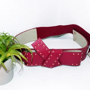 BCBGeneration NWT Wide Studded Bow Belt Red thumbnail 5