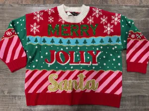 Festive Red and Green Christmas Sweater- size XL thumbnail 1