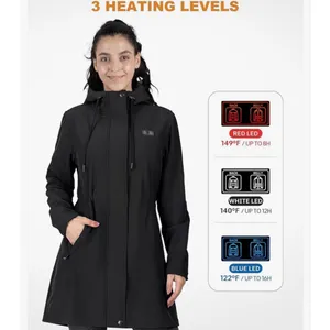 NEW Mid Length 15 Heat Zones Heated Pockets Hood Jacket Coat 2X thumbnail 6