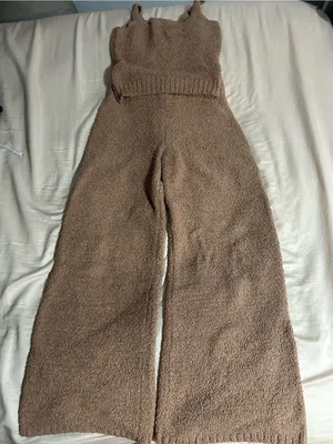 SKIMS Cozy Knit Wide-Leg Camel Tank and Pants Set Size S/M thumbnail 1