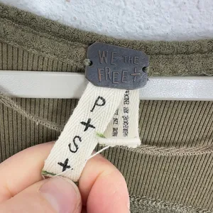We The Free Thermal Waffleknit XS Olive Green Long‎ Sleeve Thumb Hole Layering thumbnail 5