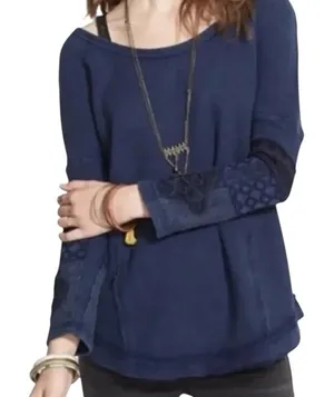 Free People You Don't Own Me Henley Thermal Sweater M boho thumbnail 1