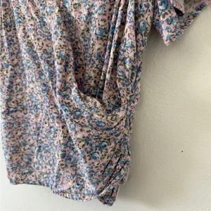 Revolve ASTR the Label Flutter Sleeve Pink and Blue Floral Wrap Blouse women’s medium thumbnail 14