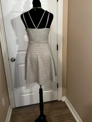 Basil Lola Shimmer gold mini cocktail dress thumbnail 3