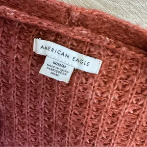 American Eagle Rust Waffle Knit Cardigan Sweater thumbnail 3