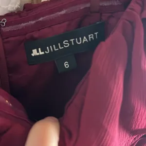 Jill Stuart Burgundy Ruffled Strapless Chiffon Dress Size 6 thumbnail 5