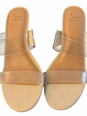 A New Day Women's Beige Anna Clear Strap Slide Sandals Size 9 1/2 NWT thumbnail 1
